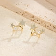 thumbnail image 5 of Mini Pearl Star Stud Earrings for Women 14K Gold Plated Small Cubic Zirconia Double Star Hoop Earrings, 5 of 6