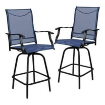 Afuera Living 30" Metal and Textilene Patio Bar Stool in Navy (Set of 2)