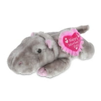 DolliBu Happy Mother's Day Wild Collection Plush Hippo Figure - Cute Stuffed Animal with Pink Heart Message for Best Mommy, Grandma, Wife, Daughter - Cute Wild Life Hippo Plush Toy Gift - 13" Inches