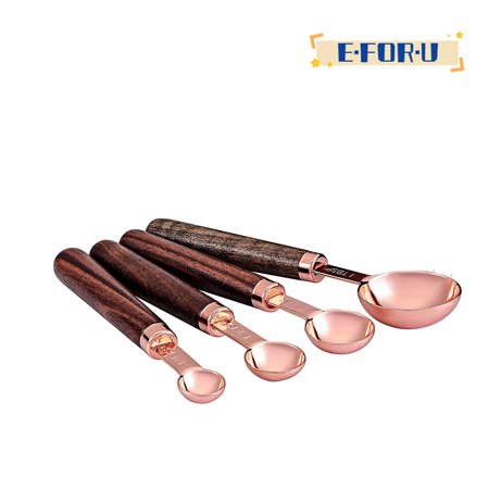 

4 Pieces Measuring Spoons Set Coffee Scoop Stainless Steel With Copper Plated Wooden Long Handle Convenient Gold Coffee Spoon Teaspoon Measuring For Coffee Tea Sugar Salt