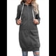 thumbnail image 3 of Sudadera con Capucha y Cremallera para Mujer, Chaqueta Informal de Larga para Otoño, Chaquetas Largas de Otoño con Bolsillos, Túnica Gris Oscuro L, 3 of 9