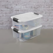 LQT Clear 18 Qt Plastic Stackable Storage Bin, White, 12 Count Pack