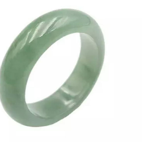 K-KED Mens Womens Natural Genuine Real Green Jade Band Ring Size 5-9-6-Green