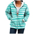thumbnail image 4 of larppty Women's Striped Full Zip Hoodies Oversized Sweatshirts Long Sleeve Trendy Fall Fashion Hoodies Jacket Tops with Pocket (Mint Green, 3XL), 4 of 9