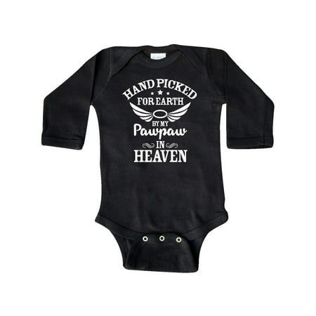 

Inktastic Handpicked for Earth By My Pawpaw in Heaven with Angel Wings Gift Baby Boy or Baby Girl Long Sleeve Bodysuit
