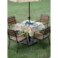 thumbnail image 3 of Outdoor Tablecloth with Umbrella Hole and Zipper, Coastal Nautical Octopus Square Table Cloth 54x54 Inch Waterproof Tablecloth, Oceans Corals Jellyfish Starfish Picnic Table Cover for Patio Camping, 3 of 7