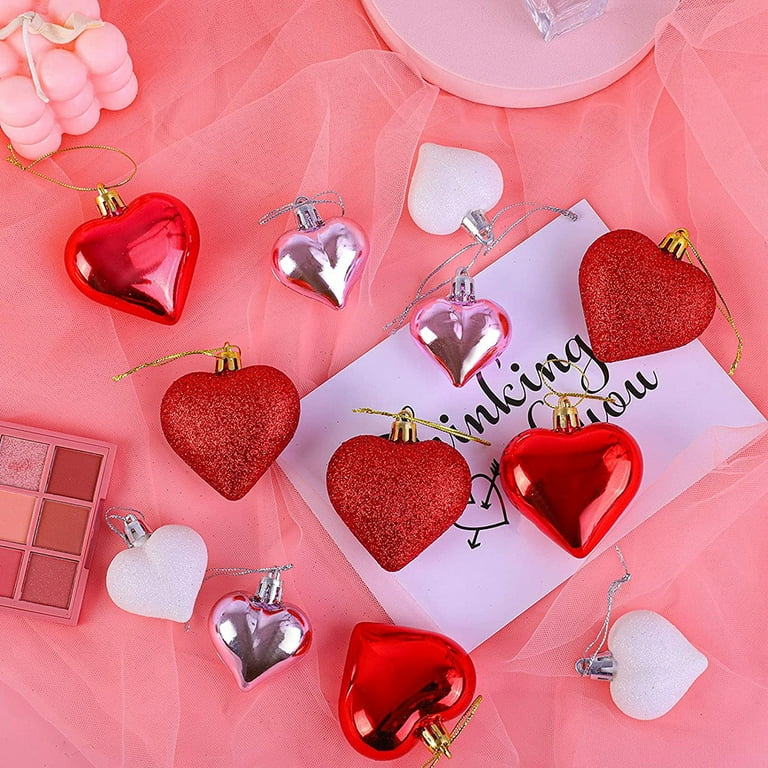 1.5 x 12' Happy Valentine's Day Glitter Hearts Linen Ribbon