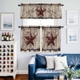 thumbnail image 2 of Country Star Kitchen Curtains Valances and Tiers Set of 3 Vintage Dark Black Red Star Berry Beige Barn Gate Tier Curtains and Valance with Rod Pocket for Small Windows, 27.5"x24", 2 of 9