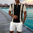 thumbnail image 2 of Afdoent Polo Shirts For Men Color Block Zip Short Sleeve Polo Shirt Casual Knit Breathable Activewear Tennis Sportswear Beach Vacation, 2 of 4