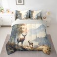 thumbnail image 3 of Homewish Safari Deer Elk 7 Pieces Bedding Comforter Set,Jungle Wildlife Full Bedding Set,Brown Blue Fitted Sheet Flat Sheet For Boys Teens,Microfiber Bedroom Decor Reversible, 3 of 9