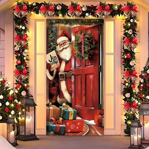 Christmas Door Curtain Festive Party Decoration Santa Claus Door Hanging In Stock