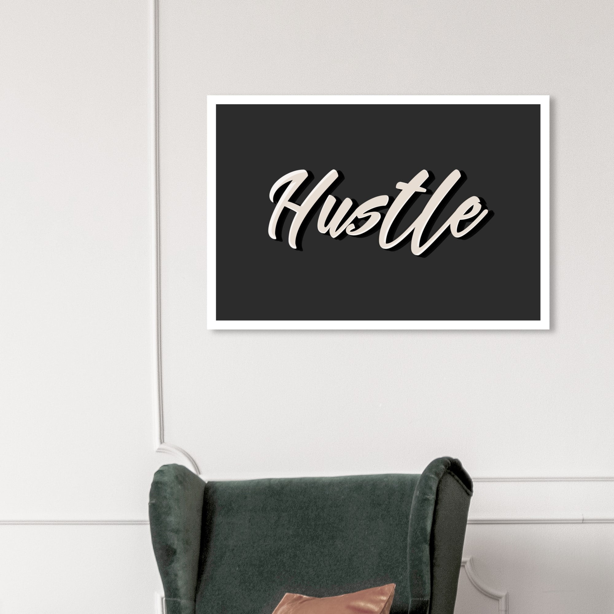 Wynwood Studio 'Hustle Type' Typography and Quotes Wall Art Canvas Print - Black, White, 24" x 16"
