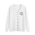 thumbnail image 2 of Aobny Long Sleeve Cozy Sweaters for Women Chunky White Cardigan Button Up Tops V-Neck Heart Tops Women,S, 2 of 5