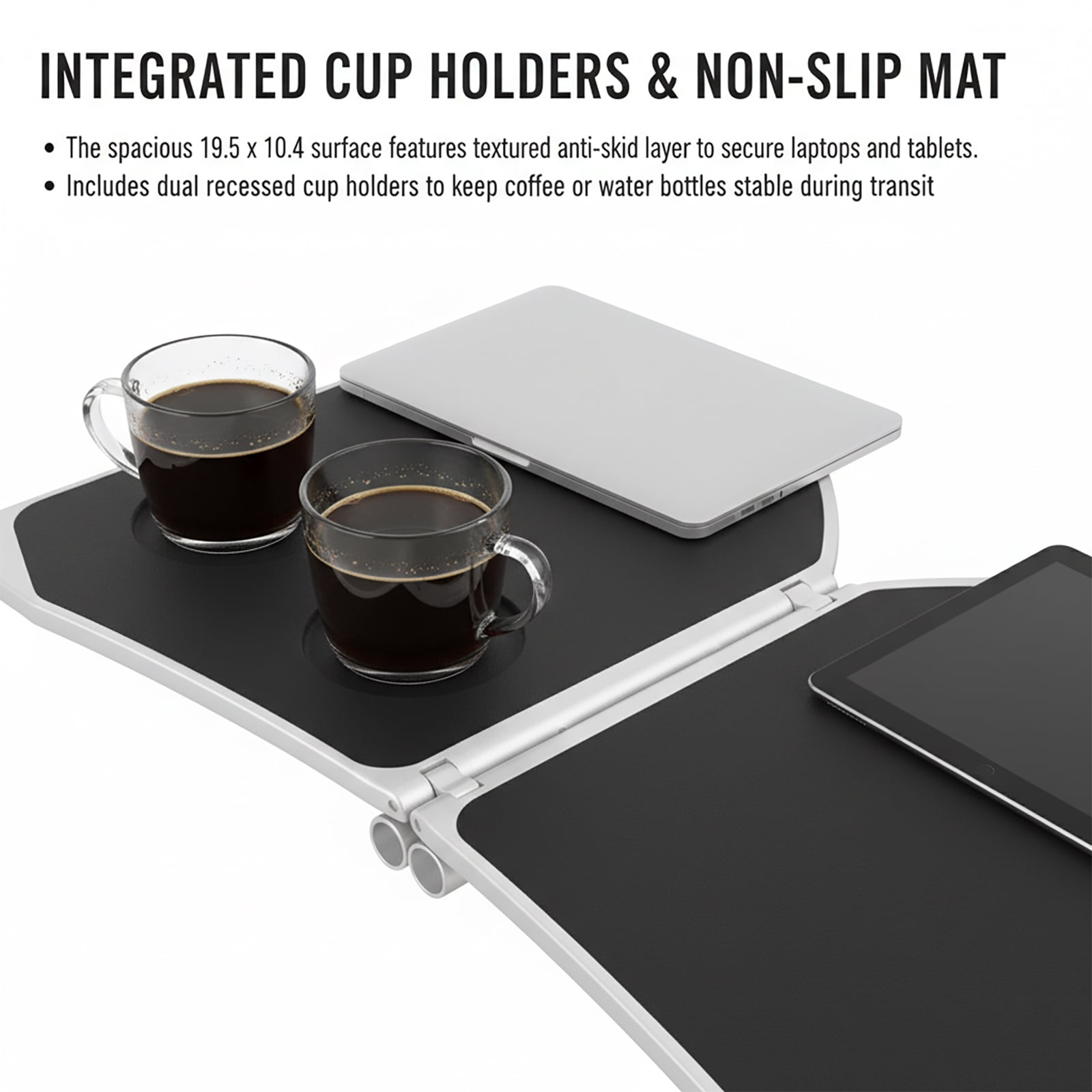 Aluminum Alloy Seat Armrest Folding Table,Left Mount Vehicle Seat Side Table,17.7 Inch Aluminum Alloy Bi-Fold Design for RV, Limo, Boat, Minibus