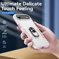 thumbnail image 3 of ELEHOLD For iPhone 17 Air Rugged Case 360° Rotating Metal Ring Stand Kickstand Function Support Magnetic Car Mount Holder Shockproof Protective Case For iPhone 17 Air,White/Pink, 3 of 10