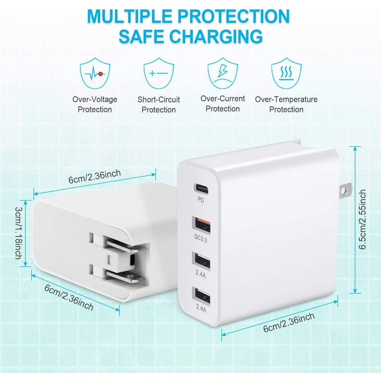 Caricatore Rapido USB, 4 Porte Da Muro 40W QC 3.0 Alimentatore - Foto 9