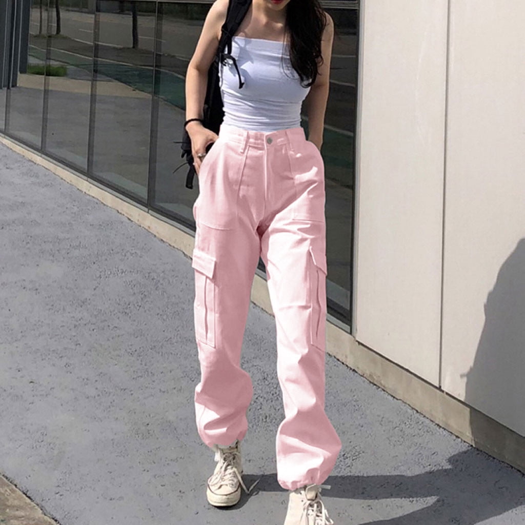 womens pink cargo trousers