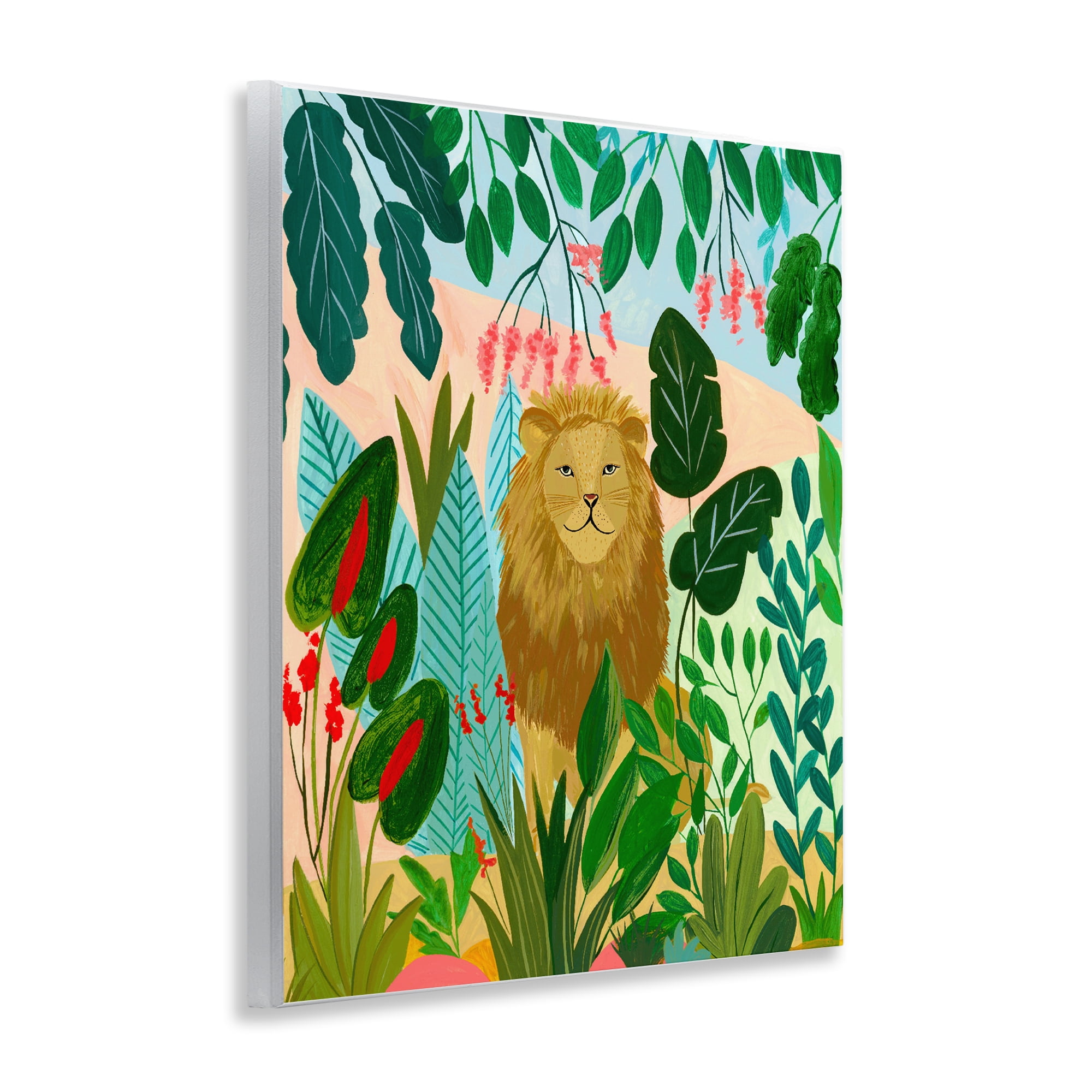 Stoic Lion Tropical Forest Wall Plaque Art, design by Nabeela Rumi