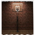 thumbnail image 2 of JOOCAR Basketball Shower Curtain, Old Brick Wall and Basketball Hoop Rim Indoor Training Exercising Stadium Picture, Cloth Fabric Bathroom Decor Set with Hooks, 72x72, Brown, 2 of 4