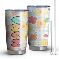 Nana Tumbler With Straw and Lid, Stainless Steel Grammy Tumbler Coffee Cup for Grandma Birthday Mother''s Day Gifts for Grandma Mimi Gigi