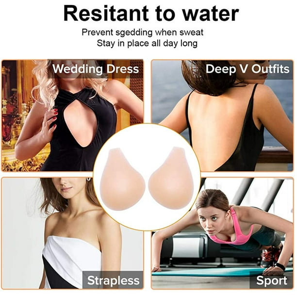 Silicone Bra Pad, Invisible Bikini Pad Insert Push-Up Swimsuit Underwear  Chest Pad Water Proof & Quick Dry(Clear)