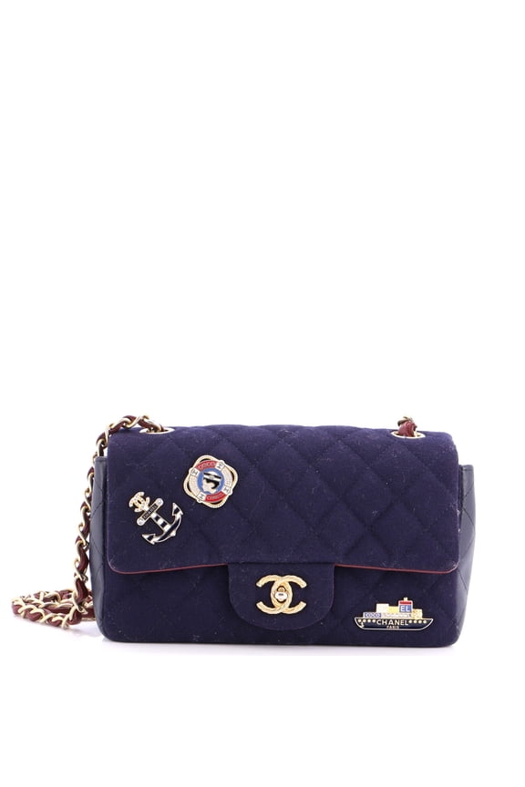 Pre-Owned Paris-Hamburg Charms Classic Single Flap Bag Quilted Wool and Lambskin Mini By Rebag
