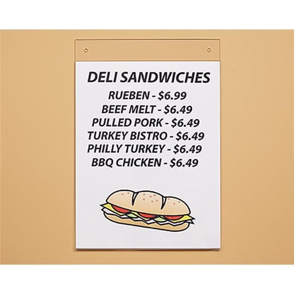 Kinter 8-1/2 in. H x 1/4 in. W x 11 in. L Clear Wall Mount Sign Holder Plastic