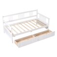thumbnail image 5 of Twin Size Daybed Frame with 2 Drawers, Wooden Sofa Bed for Bedroom Living Room, Wood Low Platform Bed with Storage Drawers, Dual-use Bedroom Furniture, No Box Spring Needed, White, 5 of 6