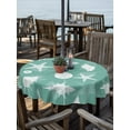 thumbnail image 2 of Outdoor Tablecloth with Umbrella Hole for Patio/Picnic/Party/Camping, Green Coastal Waterproof Table Cloth Round Cover Washable, Summer Ocean Nautical Starfish Shells (Dia 60"), 2 of 9