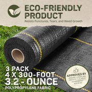 DeWitt Sunbelt Weed Barrier Garden Cloth - 3.2 oz Heavy-Duty - 3-Pack, 4 x 300 ft