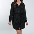 thumbnail image 3 of Elsie & Zoey Shiloh Stretchy Suede Long Sleeve Shirt Dress for Women, 3 of 11