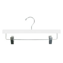 NAHANCO 14” Flat Wooden Skirt/Pant Hanger With Chrome Hardware, White Gloss - 10/CTN.