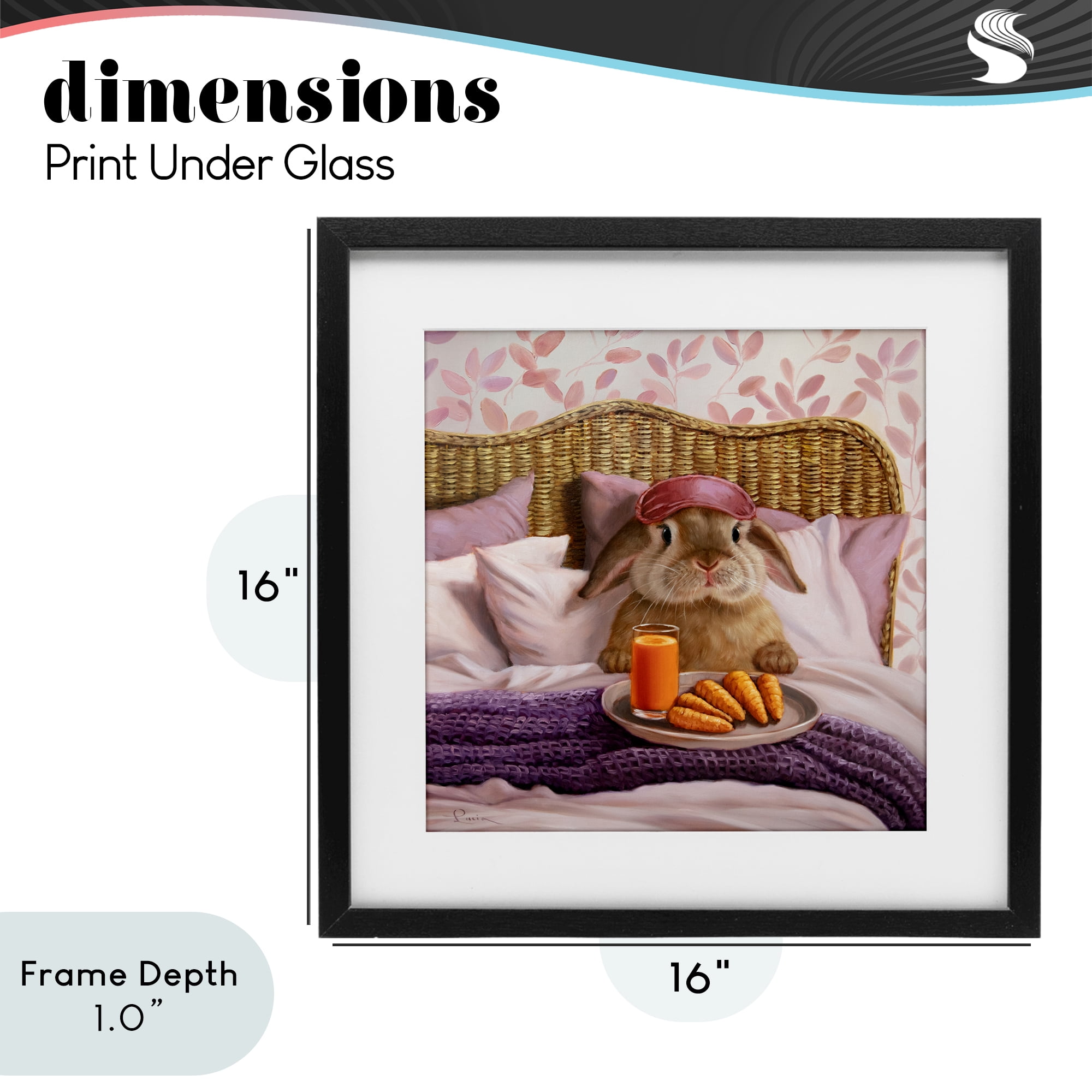 Stupell Industries Hoppy Meal Bunny in Bed Black Framed Print Under Glass, design by Lucia Heffernan