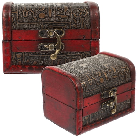 Pretyzoom Chic Wooden Treasure Chest Metal Jewelry Organizer Vintage Design Assorted Colors 2Pcs