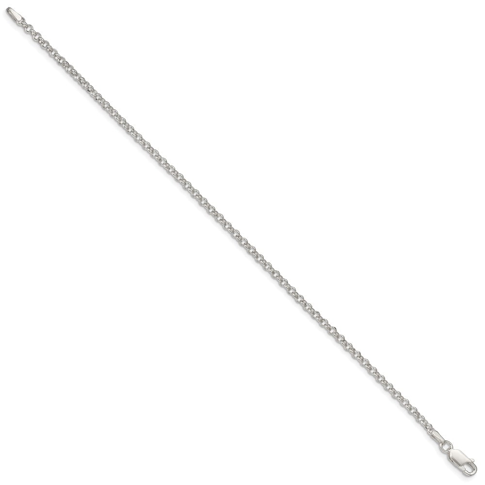 Finest Gold Sterling Silver 2.8 mm Rolo Chain Anklet