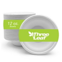 Three Leaf 12Oz (355Ml) Bagasse Bowl 25 Ct Heavy-Duty Super Strong Natural Eco-Friendly Disposable 100% Biodegradable Sugarcane Bowl for Parties Catering BBQ and Events