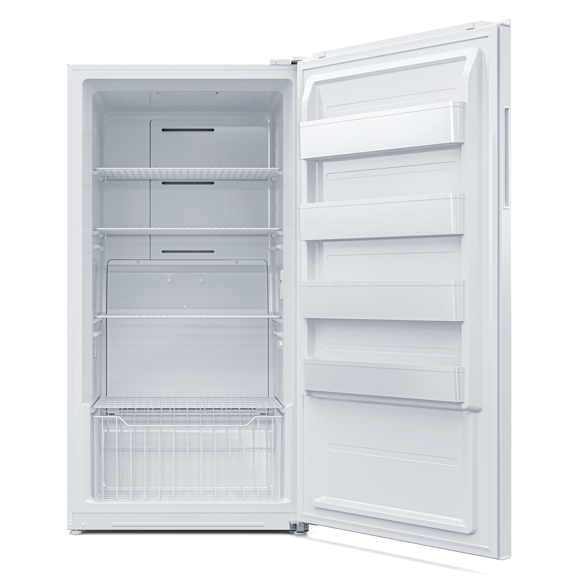 Upright Freezer/Refrigerator Convertible, 2-in-1 Appliance, Home, Dorm, and Garage Ready Fridge/Freezer Storage for Fresh or Frozen Food and Drinks, Wire Shelves and Drawer [White] (RUF-17C)