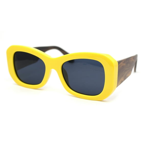 Womens Buffed Sleek Mod Oversized Butterfly Fashion Sunglasses Yellow Brown - Black