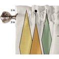 thumbnail image 5 of 3 Piece Geometric Diamond Vintage Kitchen Curtains, Tier and Valance Rod Pocket Window Curtains Set Mid Century Cafe Curtains for Kitchen Valances Window Treatment 54X18in+27x36in×2, 5 of 5