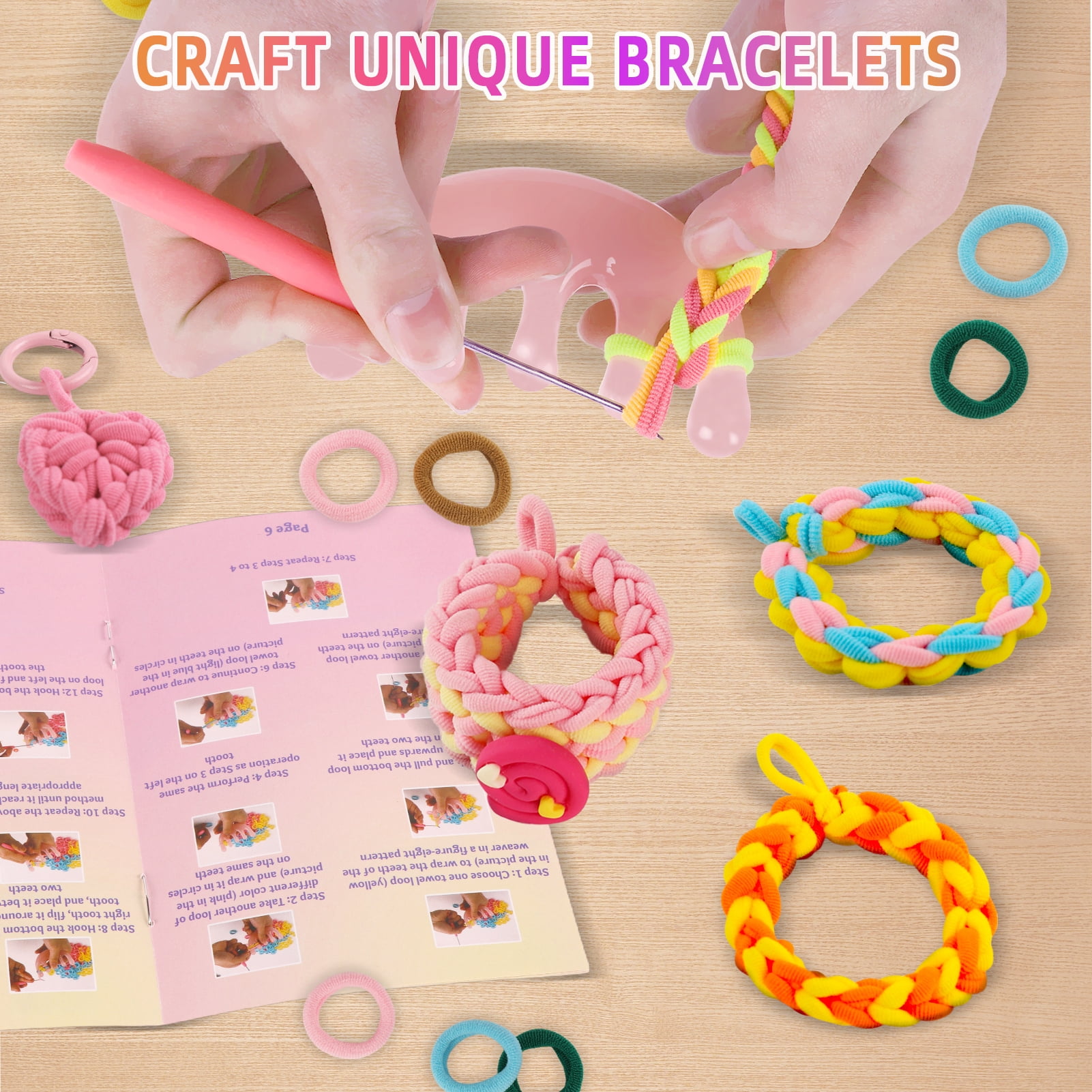 CandWuom Rubber Band Bracelet Making Kit for Girls Gift, Weaving Loom Rainbow Bracelet Kit, Birthday Gifts for Kids 6 7 9 10 11 13 Year Old, 1000+ Elastic Cloth Loops