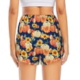 thumbnail image 4 of Uemuo fall Pumpkin Daisy Pattern Women's Athletic Shorts High Waisted Running Shorts with Liner Pockets Gym Elastic Workout Shorts-X-Large, 4 of 9