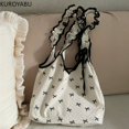 thumbnail image 4 of Bolsos de hombro LinDeJuan con estampado de lazo y volantes Y2k gran capacidad para mujer, 4 of 5