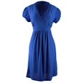 thumbnail image 1 of Peach Couture Robe Mini Courte Rétro Unie Babydoll Col en V Manches Courtes, 1 of 1