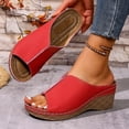 thumbnail image 2 of Women's Slippers Summer Wedge Thick Soled Peep Toe Slip-on Slide Slippers Versatile Casual Spring Summer Trendy Comfortable Beach Sandals., 2 of 10