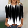 thumbnail image 4 of qucoqpe Summer Tops for Women Fashion Casual Color Block Crew Neck 3/4 Sleeve Pullover Shirts Loose Dressy Blouses, 4 of 4