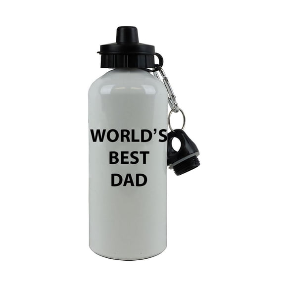 CustomGiftsNow World's Best Dad 20-Ounce 600ML White Aluminum Water Bottle for Father's Day