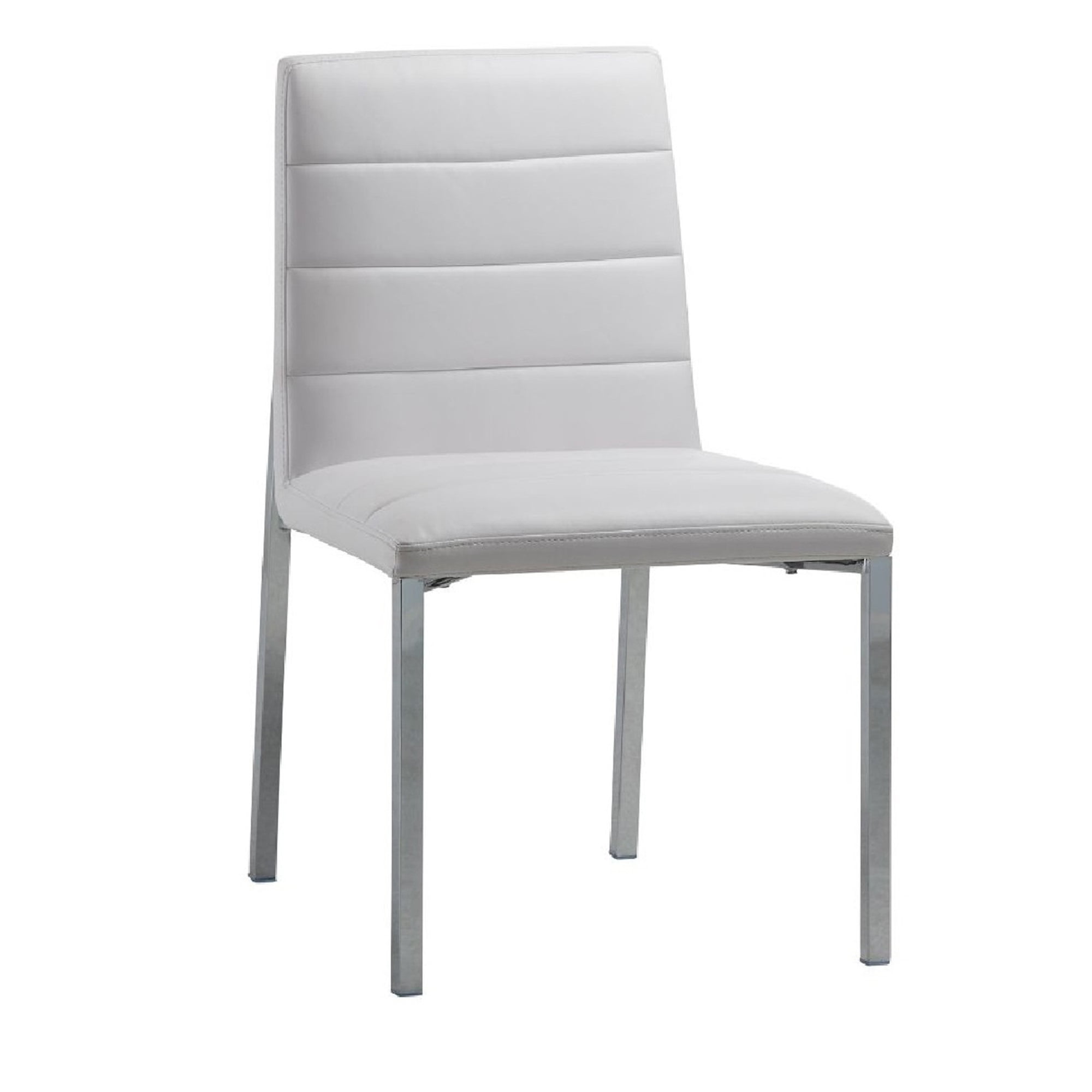 Eun 23 Inch Vegan Faux Leather Dining Chair, Chrome Legs, Set of 2