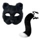 thumbnail image 2 of Máscara y cola de gato realistas para fiestas de Halloween, para niñas y mujeres Negro, 2 of 9