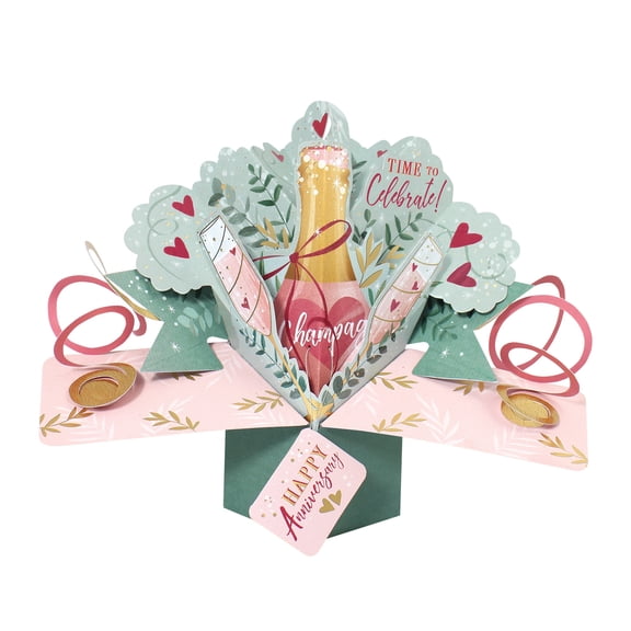 Pop-Up Greeting Card – Champagne Bottle (Anniversary)