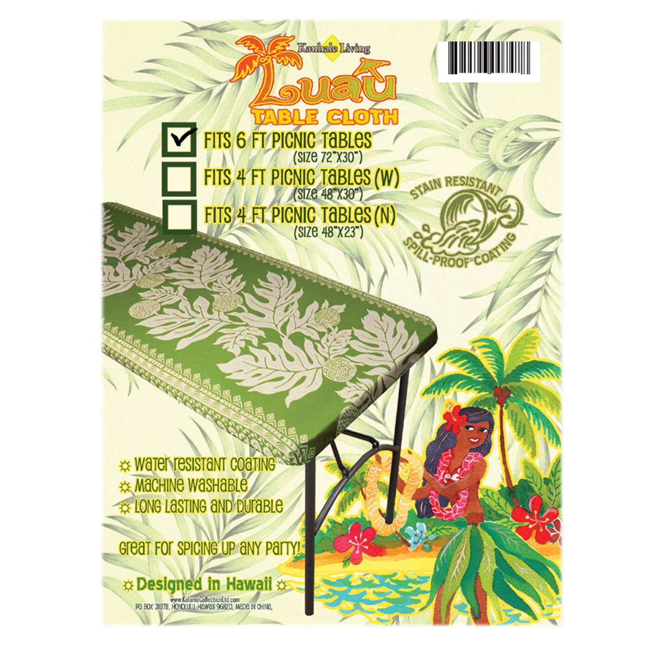 Hi Kalama Collection 72" x 30" Home Decor Sage Tablecloth